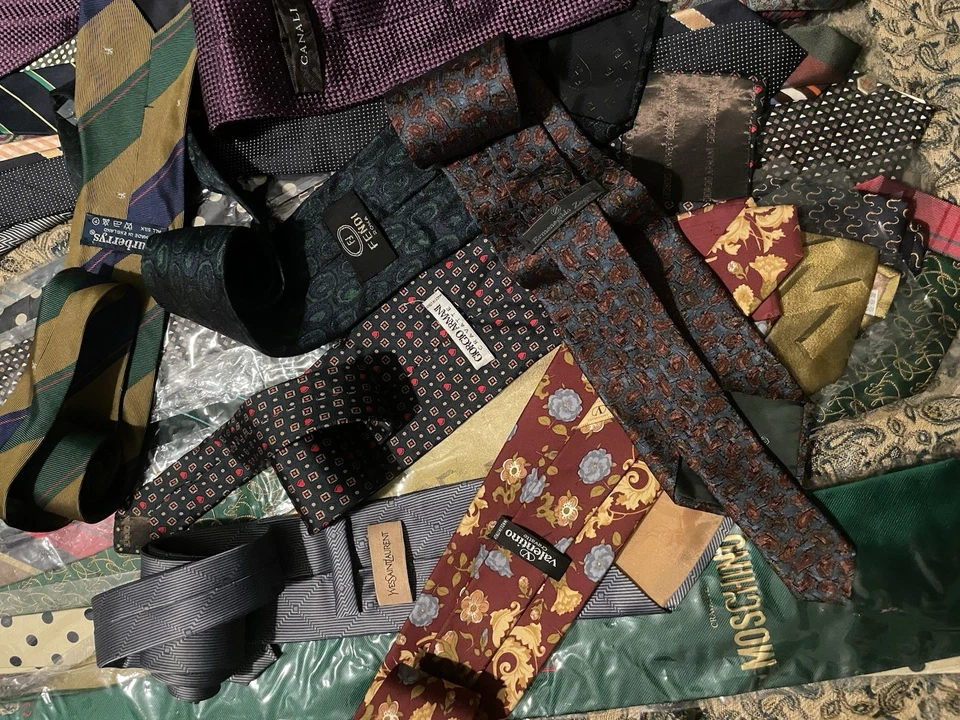 Lot of 45 Italian Silk Ties – Mixed Designer Brands – 16 New Foto 4 de 4