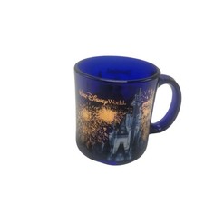 Disneyland Resort Blue Glass Coffee Mug Cup Castle Fireworks Made In USA