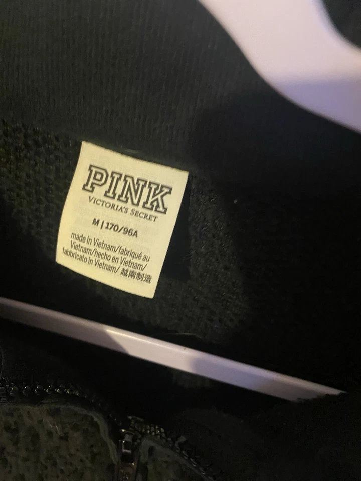 РОЗОВЫЙ VICTORIA'S SECRET бордовый пушистый мягкий половина молнии с капюшоном толстовка размер маленький - Изображение 3 из 4