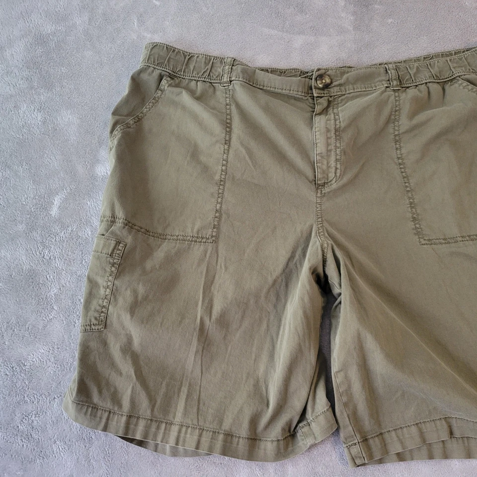 Sonoma Womens Shorts 22W Plus Cargo Pockets Army Green Comfy Lightweight Zip Fly - Image 4 of 4