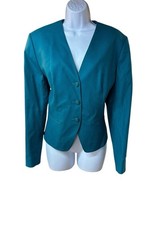 Vintage Pendleton Teal Wool Lined Blazer Jacket Size 14 USA