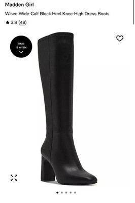 Madden Girl Boots Womens Size 10W Black Wisee-WC Knee High Wide Calf Block Heel