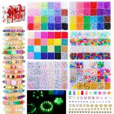 Friendship Bracelet Making Kit  6 Boxes of Pony, , Clay  Letter Beads, UV Gl...