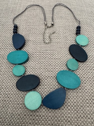 RARE New Elk Blues Irregular Timber Beads Stackable Statement Necklace - Picture 2 of 7