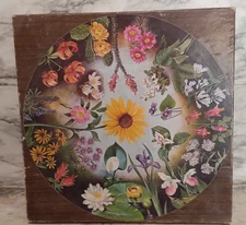 Vntg 1966 Springbok Wood Circular Puzzle WILD FLOWERS by Maynard Reece, England