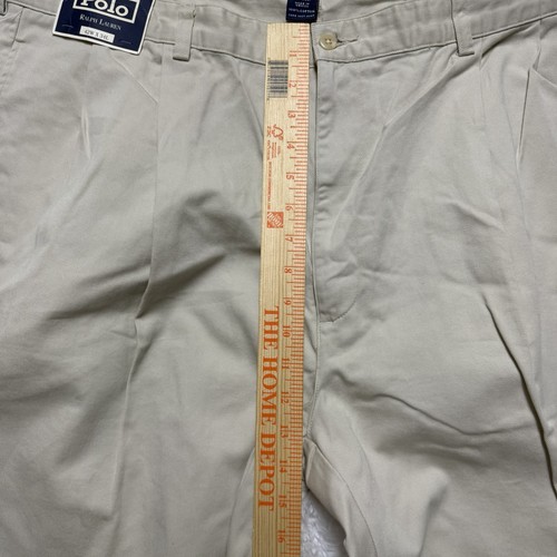 Pantalón Polo Ralph Lauren Hammond Para Hombre 42x34 Calce Clásico Beige Caqui Plisado Puños - Imagen 10 de 12