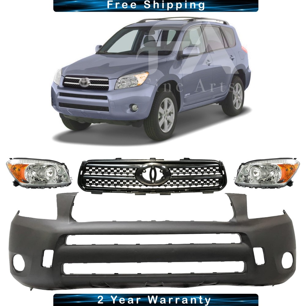 Front Bumper Cover Fascia & Grille Assembly For 2006-2008 Toyota RAV4