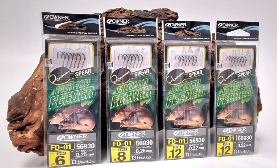 Balzer Owner Method Feeder Haken mit Speer 6 Stück Gr. 8 10 12 10cm Mono