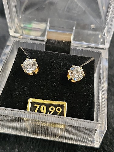 Orecchini Cubic Zirconia 1 Caret 1/4 di pollice Post - Foto 2 di 3