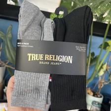 True Religion 6 Pack Boys Socks Half Cushion Crews