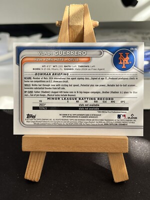 VLADI GUERRERO 2024 Bowman Chrome 1st Auto Blue Snake /150 NY Mets