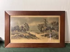 Vintage German Framed Art Auf Den Dunen Beauty on The Dunes Artist Signed 22x14