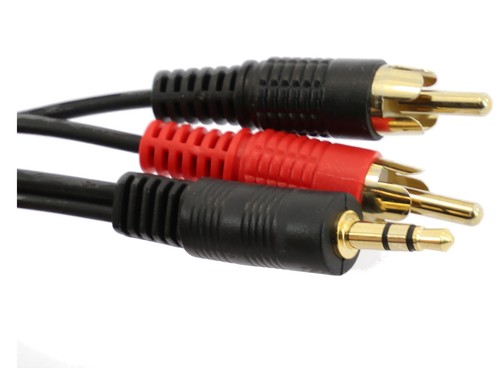 Jack stereo 2 m a due 2 phonos RCA cavo oro cavo PC O laptop suono a TV - Foto 6 di 11