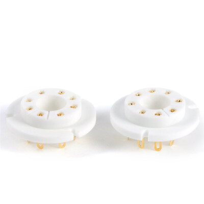 2 Zoccoli Ceramica 8 Pin Oro Per Valvole FU50 GU50 5U9C GU15 | Per Amplificatore Chitarra