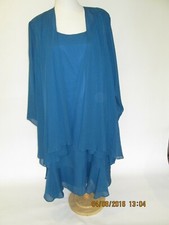  2pc SLEEVELESS LONG JKT, MOTHER - BRIDE DRESS ,3X, 4X,5X,6X TEAL BLUE