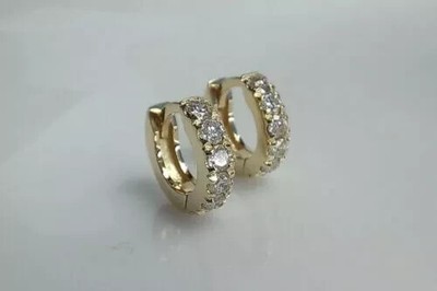 1.00 Ct Round Cut Lab-Created Diamond Huggie HoopEarrings 14k Yellow Gold Plated