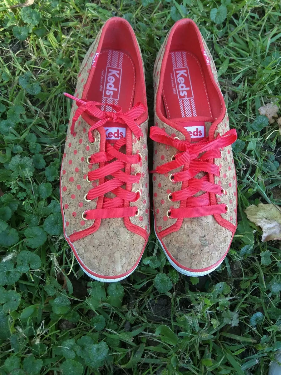 KEDS Ralley Sneakers Tan Cork Red Peach Dots Shoes Womens US 9 | eBay