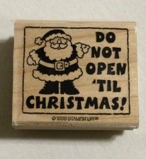 1998 Stampin Up Wood Mount Do Not Open Til Christmas Santa Stamp