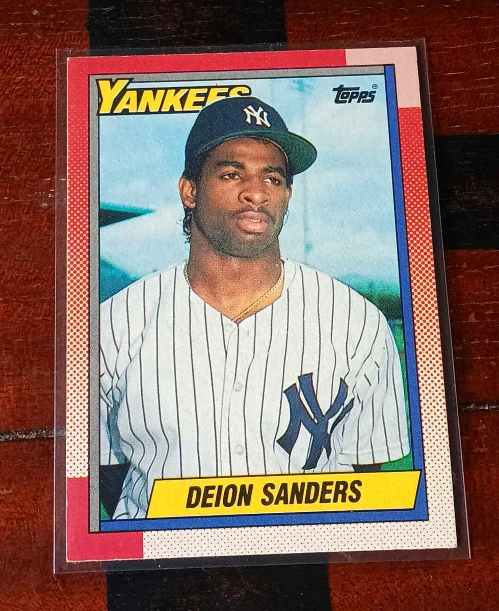 Rare 1990 TOPPS #61 DEION SANDERS NY YANKEES Multiple Error Card