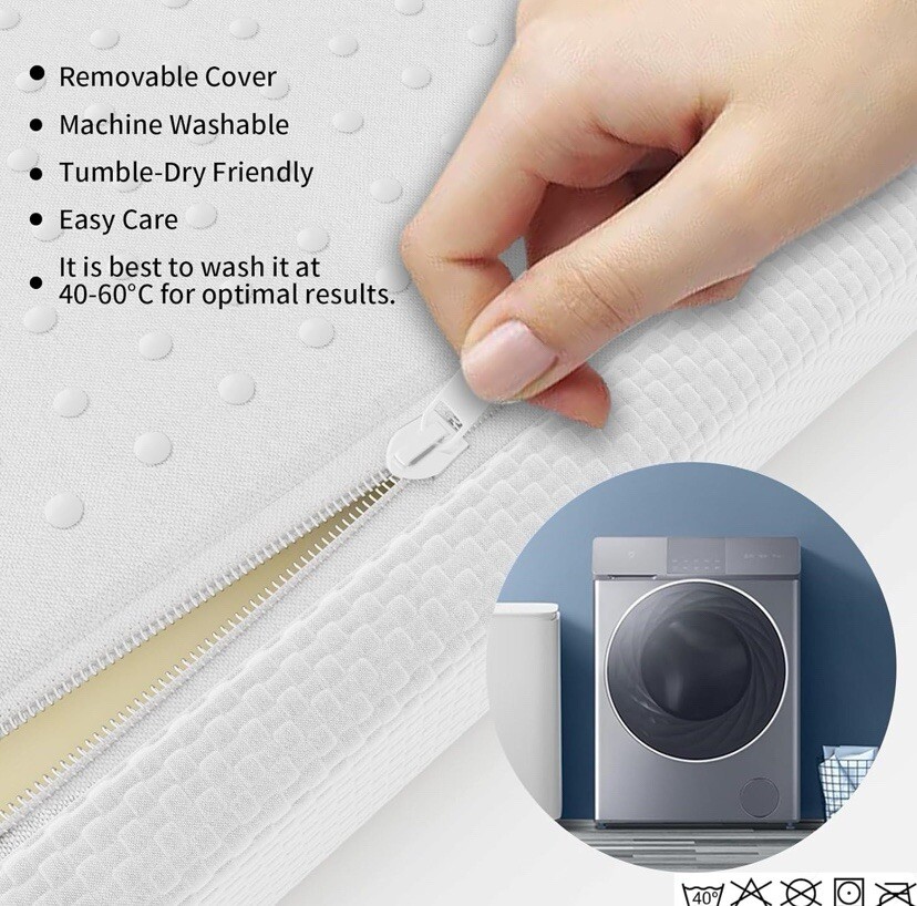 WOWTTRELAX Memory Foam Mattress Topper Double Bed, 135x190cm, Washable