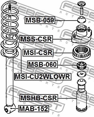 MAB-152 FEBEST Bush, shock absorber for CITROËN,MITSUBISHI,PEUGEOT
