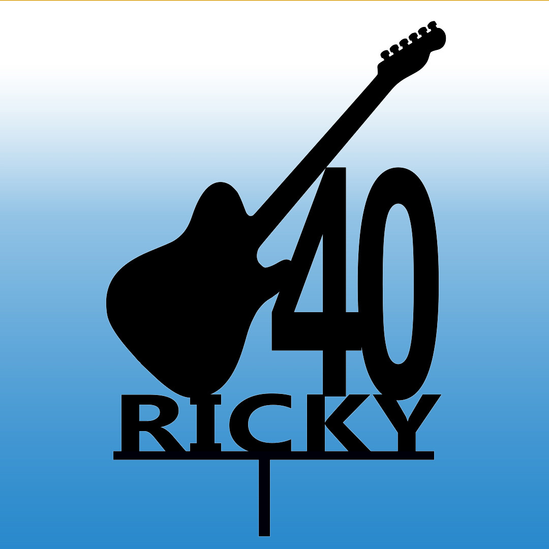 Personalisierter Rock'n'Roll Tortenaufleger Gitarre Geburtstag Feier Acryl