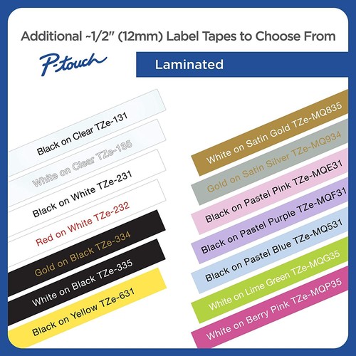 Genuine Brother P-touch Tapes 1/2" 12mm for Ptouch Label Makers: ALL TZe Colors! - Picture 2 of 32