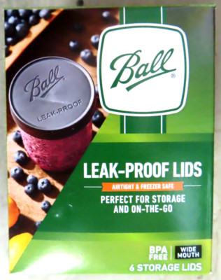 Ball Wide Mouth Leak Proof Lids  Airtight & Freezer safe, BPA Free Pack of 6