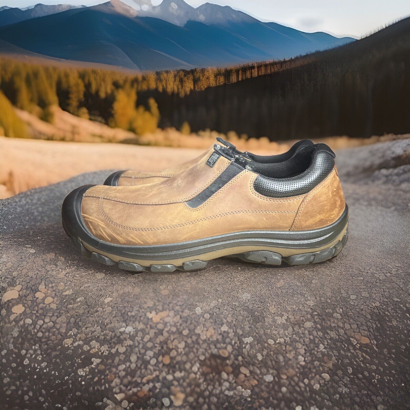 Mocassini Keen Piemonte in pelle marrone scarpe slip on uomo US 14