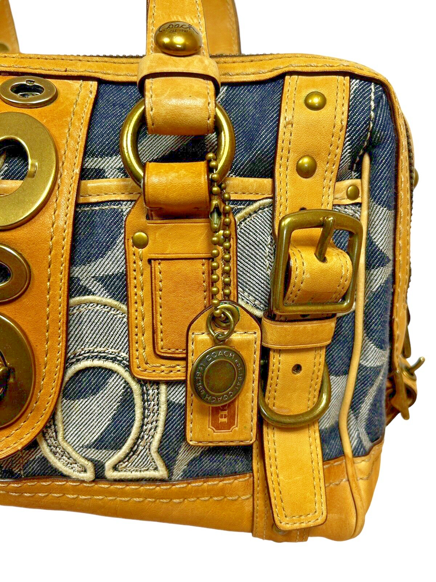 バッグ Coach Legacy Denim Accessory Pouch Bag COACH Signature Legacy Denim Accessory Pouch Mini Hand Bag