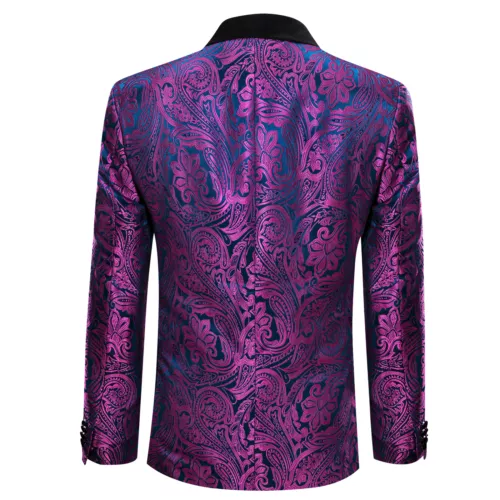 Para Hombres Floral Esmoquin Cena Chaqueta Calce Regular Chal Solapa Paisley Baile de graduación Fiesta Traje - Imagen 77 de 236