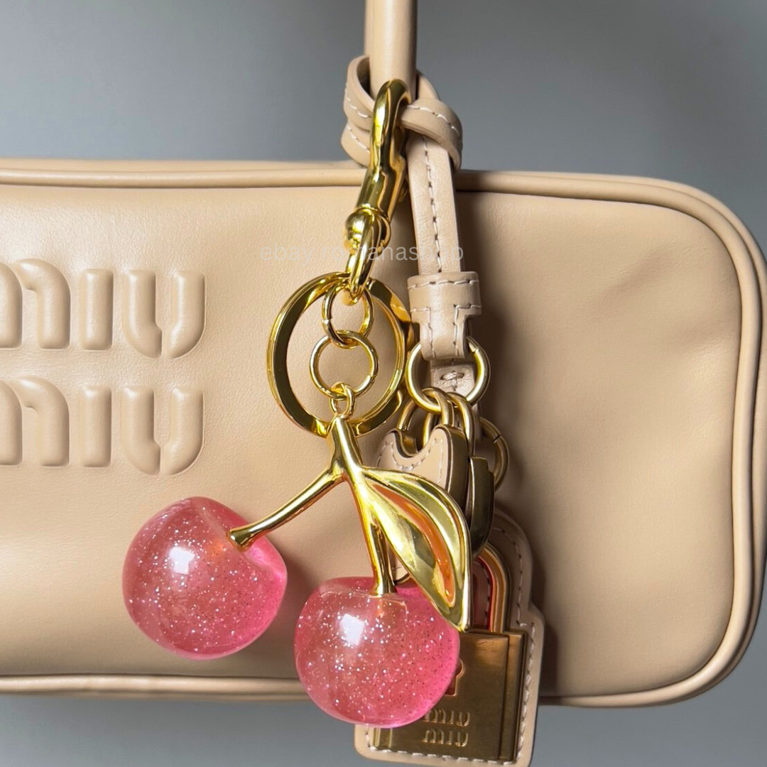 Luxury Bag Charm Cute Fruit Purse Charm Glitter Cherry Strawberry Apple Keychain