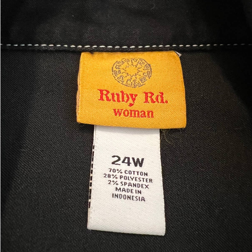 Ruby Rd Jacket Size 24W in Black Denim w/White Thread Trim Snap Silver Buttons - Picture 4 of 6