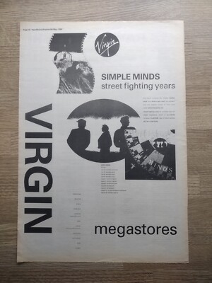 Simple Minds - Street Fighting Years - MUSIC ADVERT POSTER 15 x 11  Jim Kerr