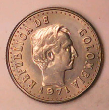 1971 20 Centavos Republica De Columbia Coin