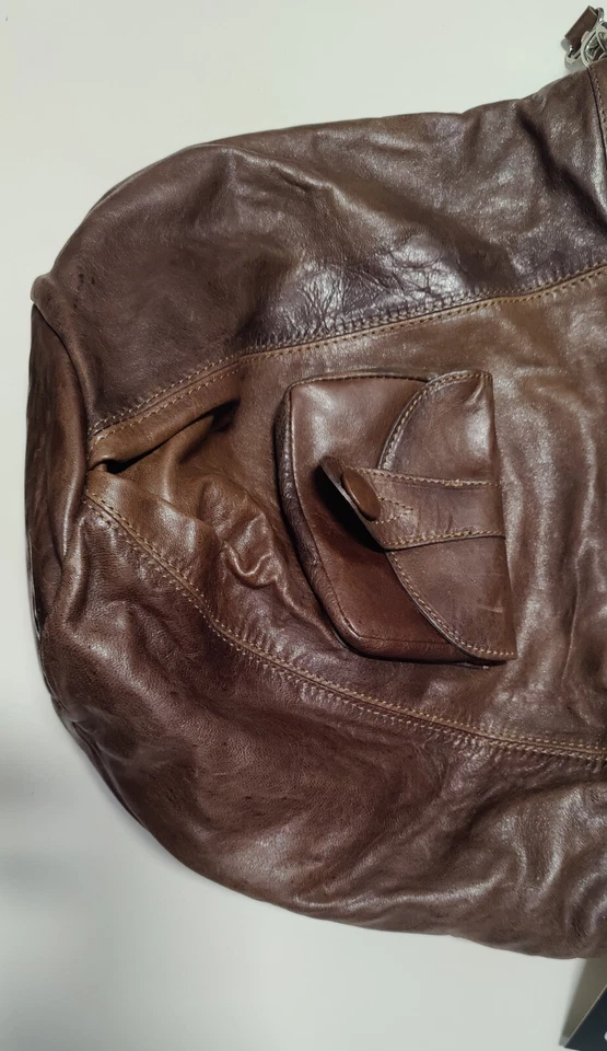 Bolsa Feminina Regina Couro Genuíno Grande Marrom Feita na Itália - Imagem 3 de 4