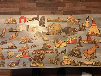 VINTAGE POST TOASTIES CEREAL BOX CUT OUT PREMIUM ANIMALS Cowboys Indians
