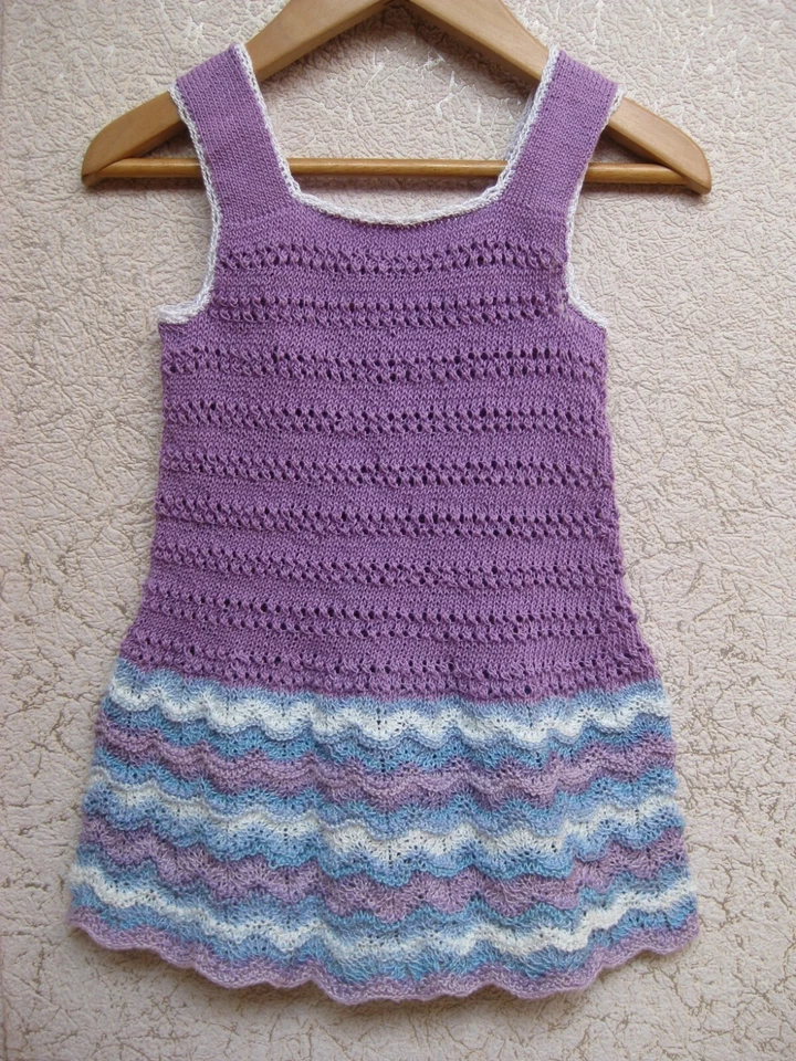 Crochet sun dress tunic baby cotton sleeveless hand knit 12-18 Months - Image 2 of 4