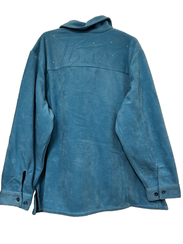 NWT Quacker Factory Rhinestone Zipper Front Fleece Jacket 2X Teddy Fuzzy Blue - Picture 5 of 6