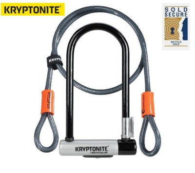 Kryptonite Kryptolok verkauft sicher Gold Standard Bügelschloss & 4 Fuß Kryptoflexkabel UK