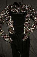 Weissman Women's Black Long Sleeve Multicolor Sequin Unitard Dance Costume