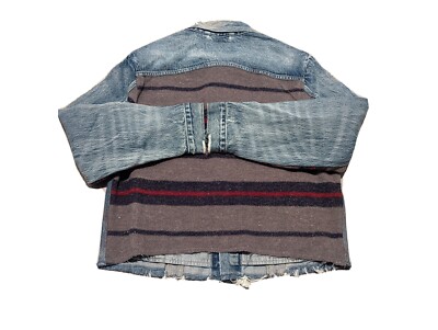 Levi's Premium Denim Jacket Mens Size L Striped Back Trucker Blue