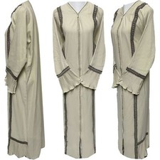 Beige Women  Abaya Farasha Jalabiya Long dress