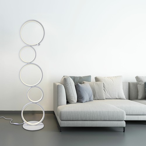 5-Ring Modern Floor Lamp LED Night Corner Standing Light Living Room Decoration - Picture 3 of 14