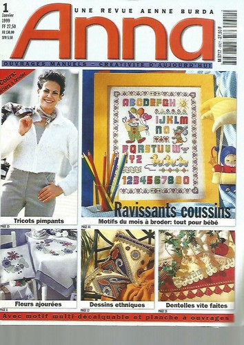 BURDA - ANNA NR. 01-1999 - DURCHBROCHENE BLUMEN / ALLES FÜR BABY / ETHNISCHE ZEICHNUNGEN