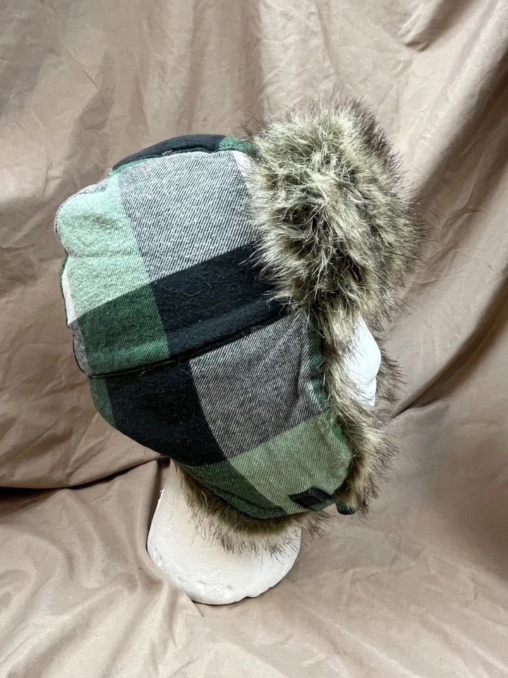 Sombrero Gymboree Trappers Invierno Cazador Verde Cuadros 4T-5T Niños Usado en Excelente Condición Forrado de Piel Sintética Foto 2 de 4