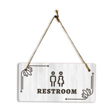 Restroom 5x10 Hanging Plus Wall or Door Sign  Religious Rustic Wood Sign