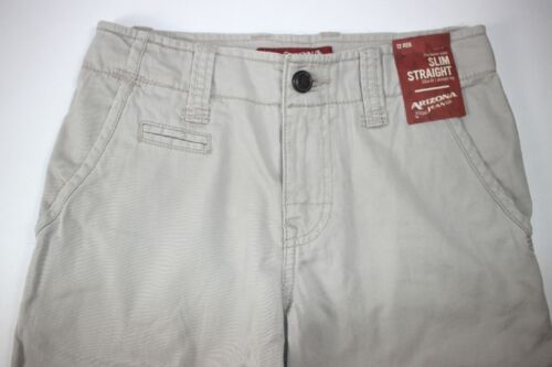 ARIZONA Size 12 Girl's Flat Front Khaki SLIM FIT Straight Leg Chino Pants NEW