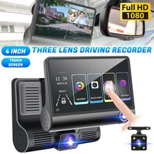 1080P HD Car Camera Dash Cam 4" Touch Screen Car DVR Dual Lens Video W/ G-Sensor