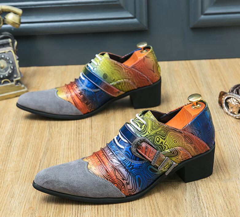 SAOLA Scarpe da sposa Oxford uomo inglesi a punta eleganti fibbia intagliata tacco medio blocco